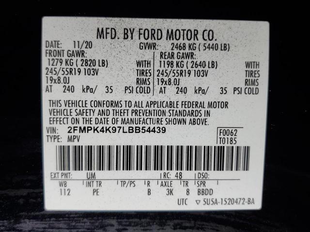 2020 FORD EDGE TITAN 2FMPK4K97LBB54439