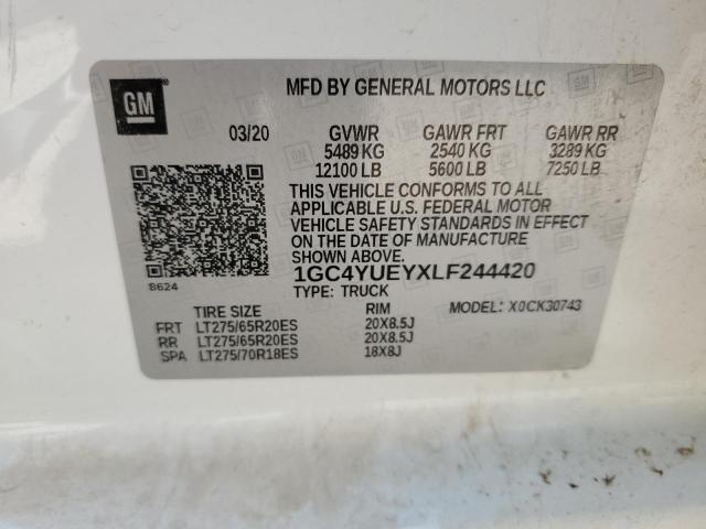 2020 CHEVROLET SILVERADO 1GC4YUEYXLF244420