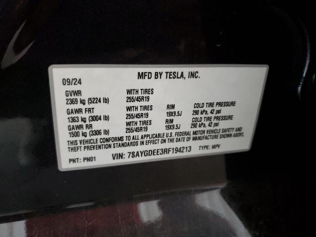 2024 TESLA MODEL Y 7SAYGDEE3RF194213
