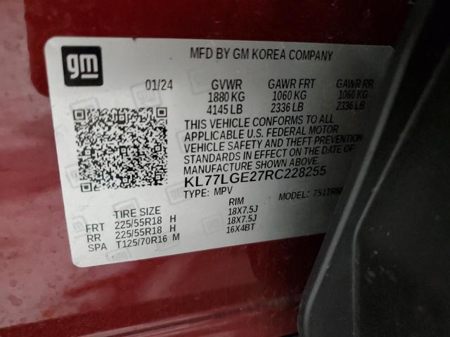 2024 CHEVROLET TRAX 1RS KL77LGE27RC228255