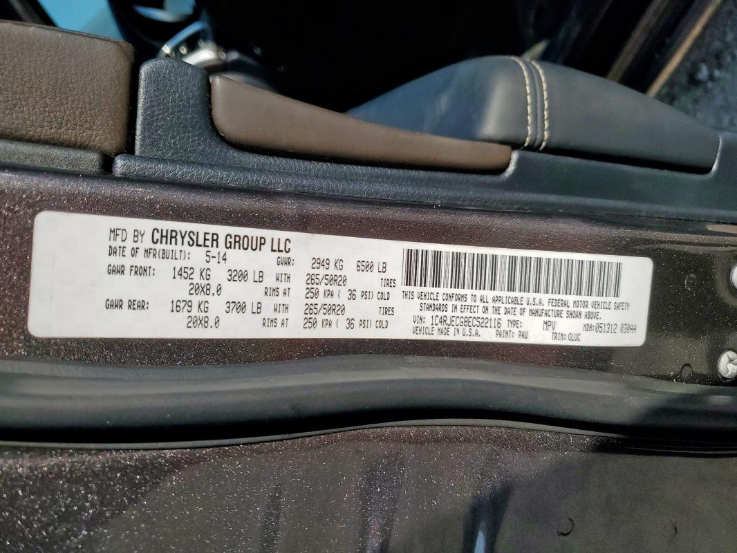 2014 JEEP GRAND CHER - 1C4RJECG8EC522116