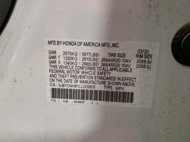 2020 ACURA MDX ADVANC 5J8YD4H81LL025809