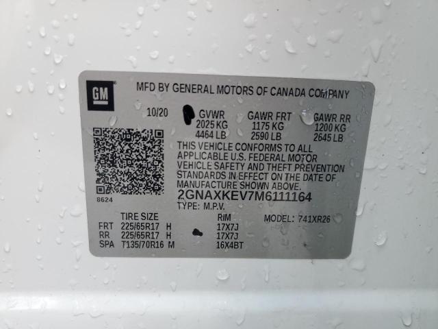 2021 CHEVROLET EQUINOX LT - 2GNAXKEV7M6111164