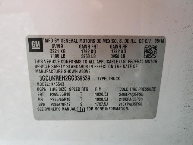 2016 CHEVROLET SILVERADO K1500 LT 3GCUKREH2GG339539