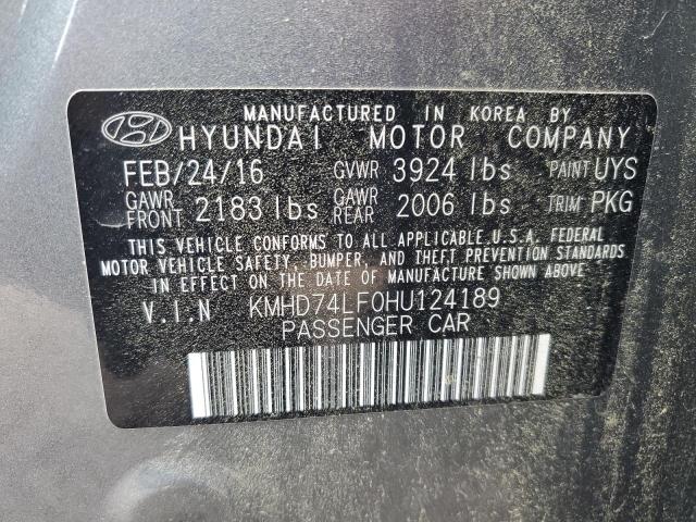 2017 HYUNDAI ELANTRA SE KMHD74LF0HU124189