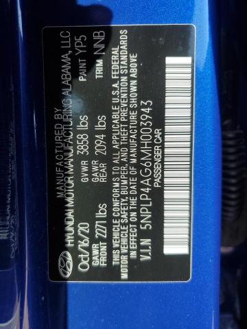 2021 HYUNDAI ELANTRA LIMITED 5NPLP4AG6MH003943