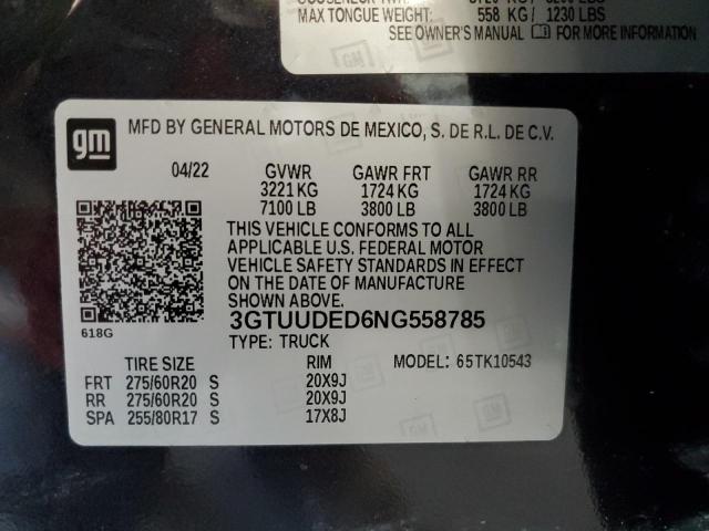 2022 GMC SIERRA K15 3GTUUDED6NG558785