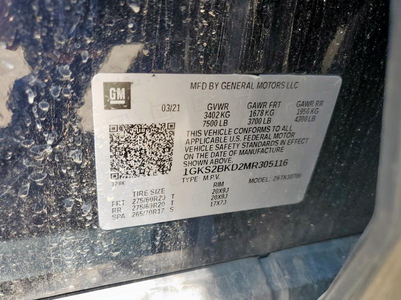 2021 GMC YUKON SLT 1GKS2BKD2MR305116