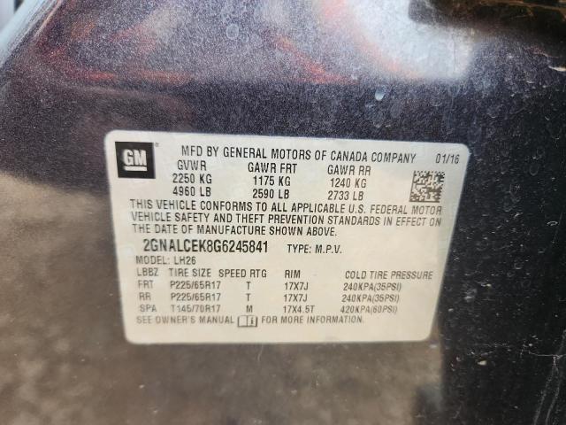 2016 CHEVROLET EQUINOX LT 2GNALCEK8G6245841