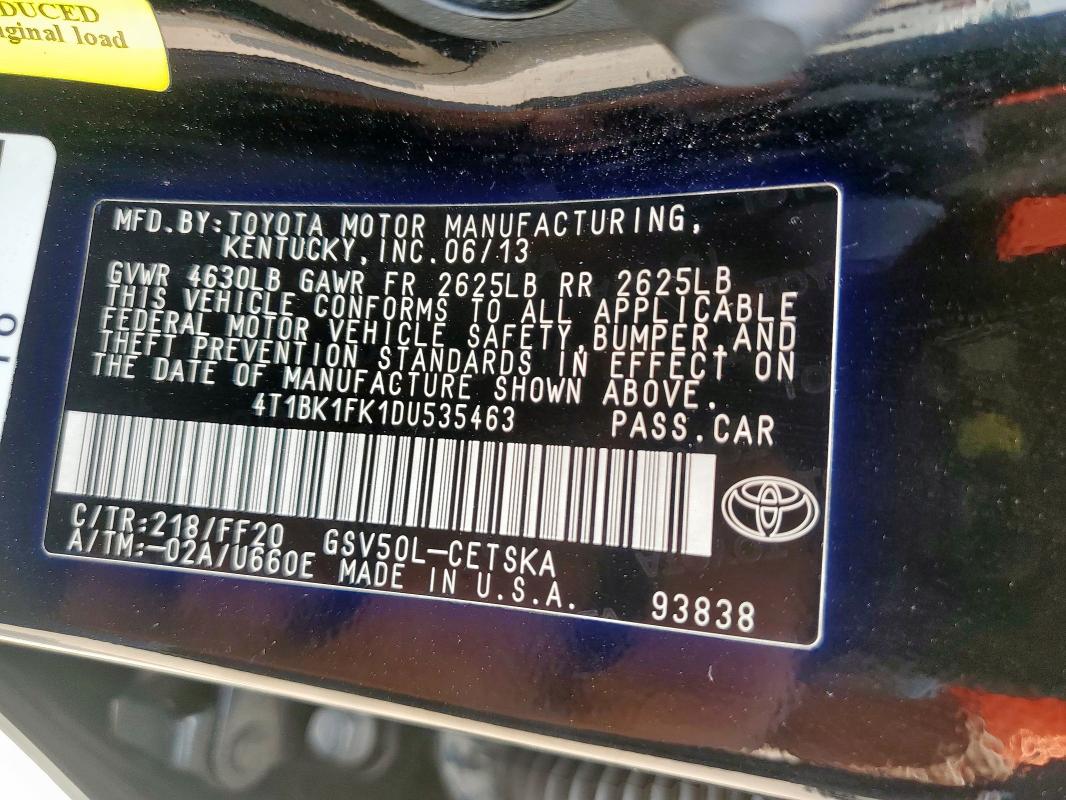 2013 TOYOTA CAMRY SE - 4T1BK1FK1DU535463
