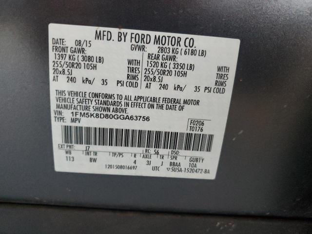2016 FORD EXPLORER X 1FM5K8D80GGA63756