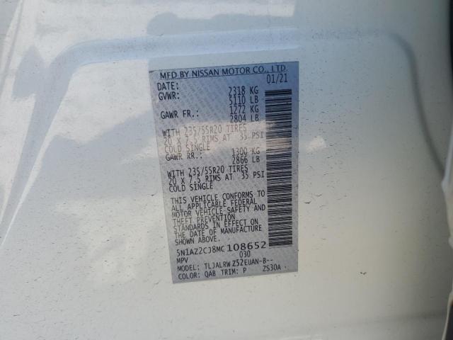 2021 NISSAN MURANO SL 5N1AZ2CJ8MC108652