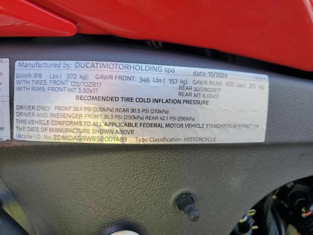2025 DUCATI PANIGALE V4 ZDMDAG6W8SB001489