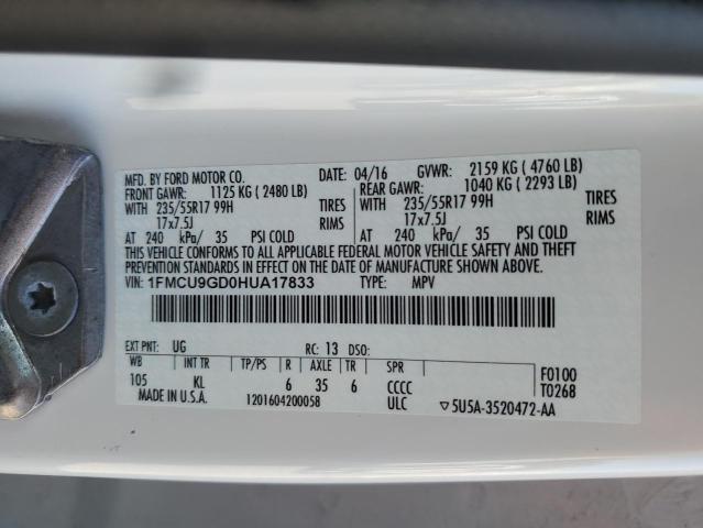 2017 FORD ESCAPE SE - 1FMCU9GD0HUA17833