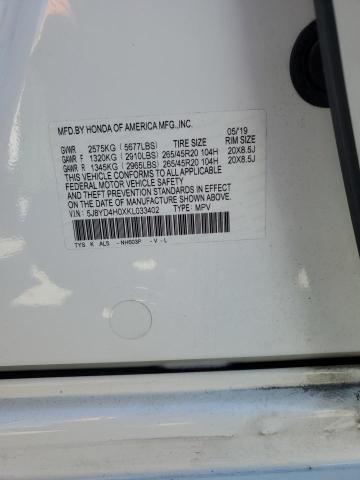 2019 ACURA MDX A-SPEC 5J8YD4H0XKL033402