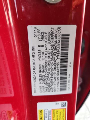 2019 HONDA ACCORD SPORT - 1HGCV1F32KA032775