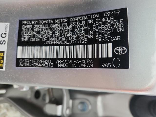 2020 TOYOTA COROLLA LE JTDEPRAEXLJ075125