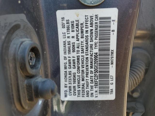 2016 HONDA CIVIC LX 19XFC2F50GE209904