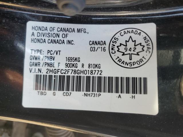 2016 HONDA CIVIC EX 2HGFC2F78GH018772