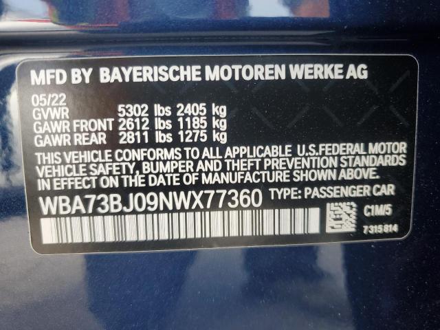 2022 BMW 540 XI WBA73BJ09NWX77360