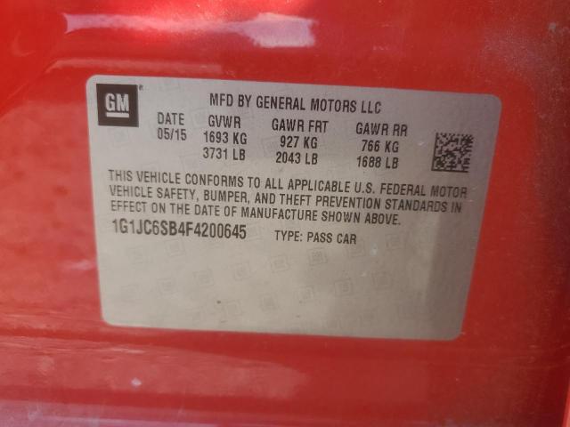 2015 CHEVROLET SONIC LT 1G1JC6SB4F4200645