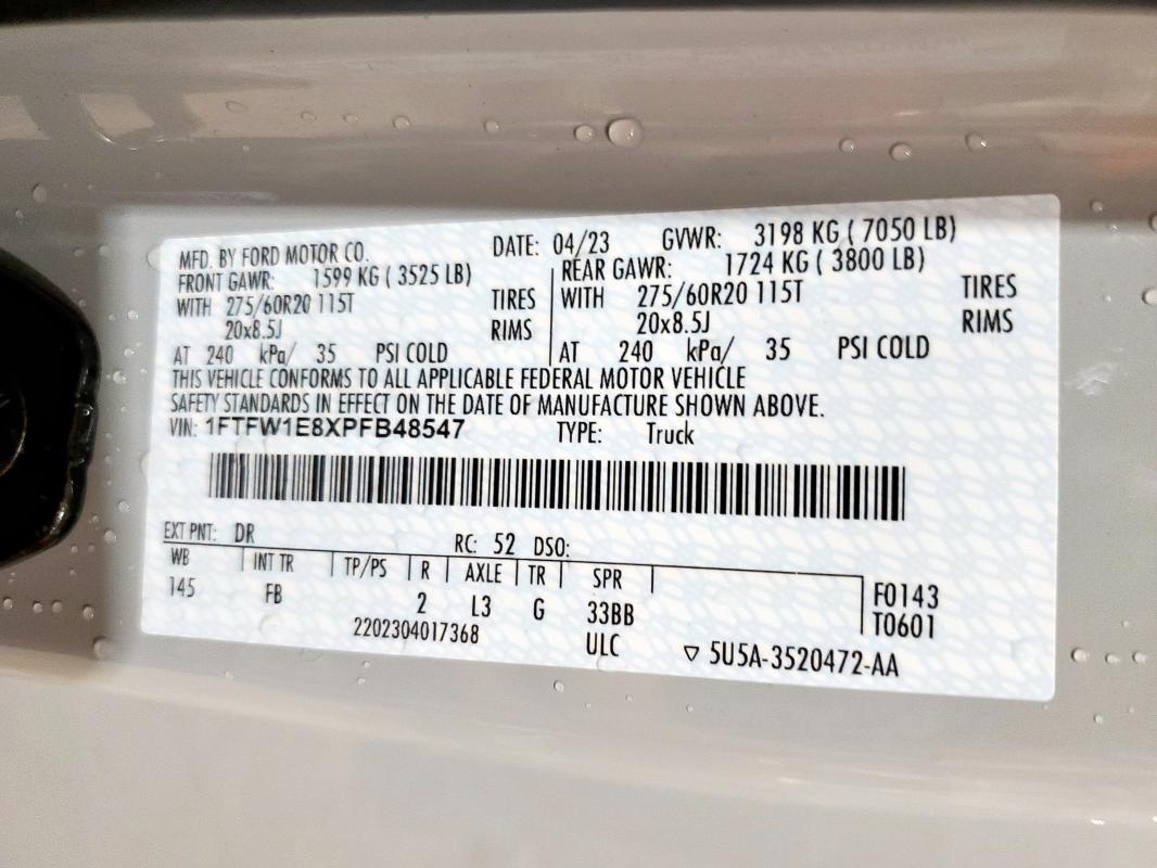 2023 FORD F150 SUPER - 1FTFW1E8XPFB48547