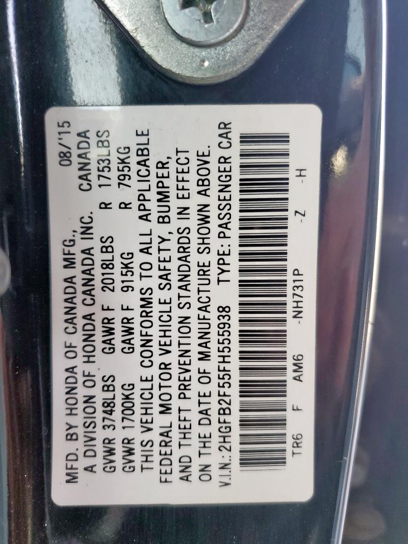 2015 HONDA CIVIC LX - 2HGFB2F55FH555938