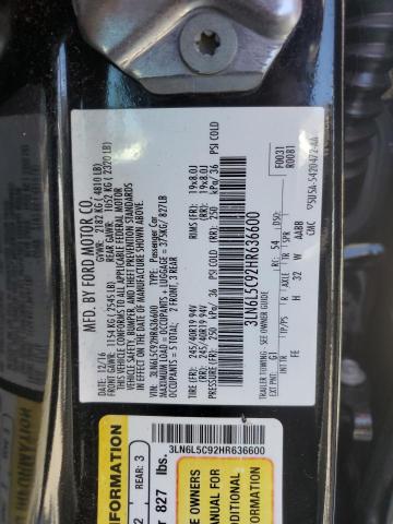 2017 LINCOLN MKZ SELECT 3LN6L5C92HR636600
