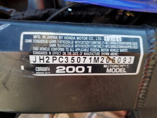 2001 HONDA CBR600 F4 JH2PC35071M206093