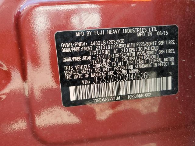 2016 SUBARU FORESTER 2 - JF2SJAGC0GH445265