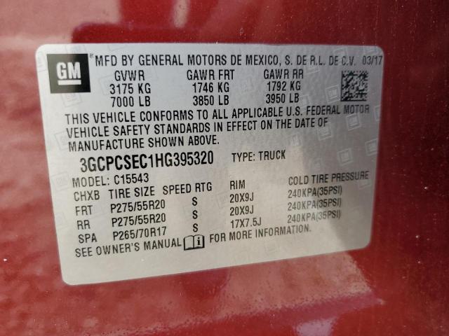2017 CHEVROLET SILVERADO C1500 LTZ 3GCPCSEC1HG395320