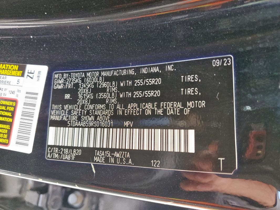 2024 TOYOTA GRAND HIGHLANDER XLE 5TDAAAB59RS016031