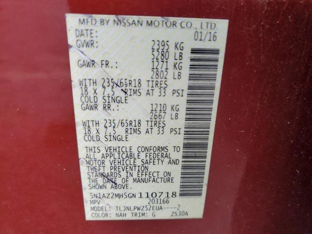 2016 NISSAN MURANO S 5N1AZ2MH5GN110718