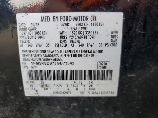 2018 FORD EXPLORER XLT 1FM5K8D87JGB73842