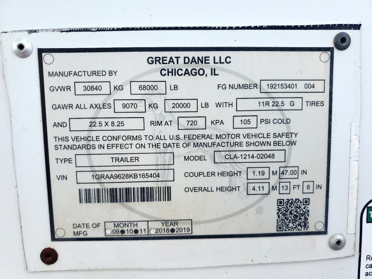 Lot #3297177917 2019 GREAT DANE UNKNOWN