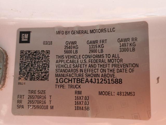 2018 CHEVROLET COLORADO - 1GCHTBEA4J1251588
