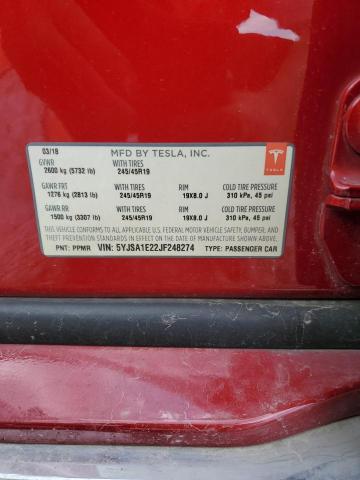 2018 TESLA MODEL S 5YJSA1E22JF248274