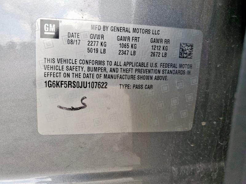 2018 CADILLAC CT6 PREMIU 1G6KF5RS0JU107622