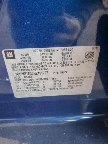 2017 CHEVROLET SILVERADO - 1GC2KUEG0HZ151797