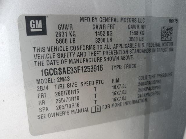 2015 CHEVROLET COLORADO 1GCGSAE33F1253916