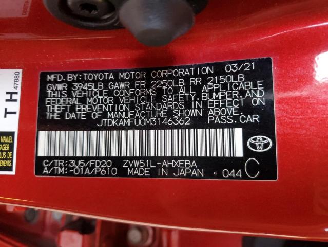 2021 TOYOTA PRIUS SPEC JTDKAMFU0M3146362