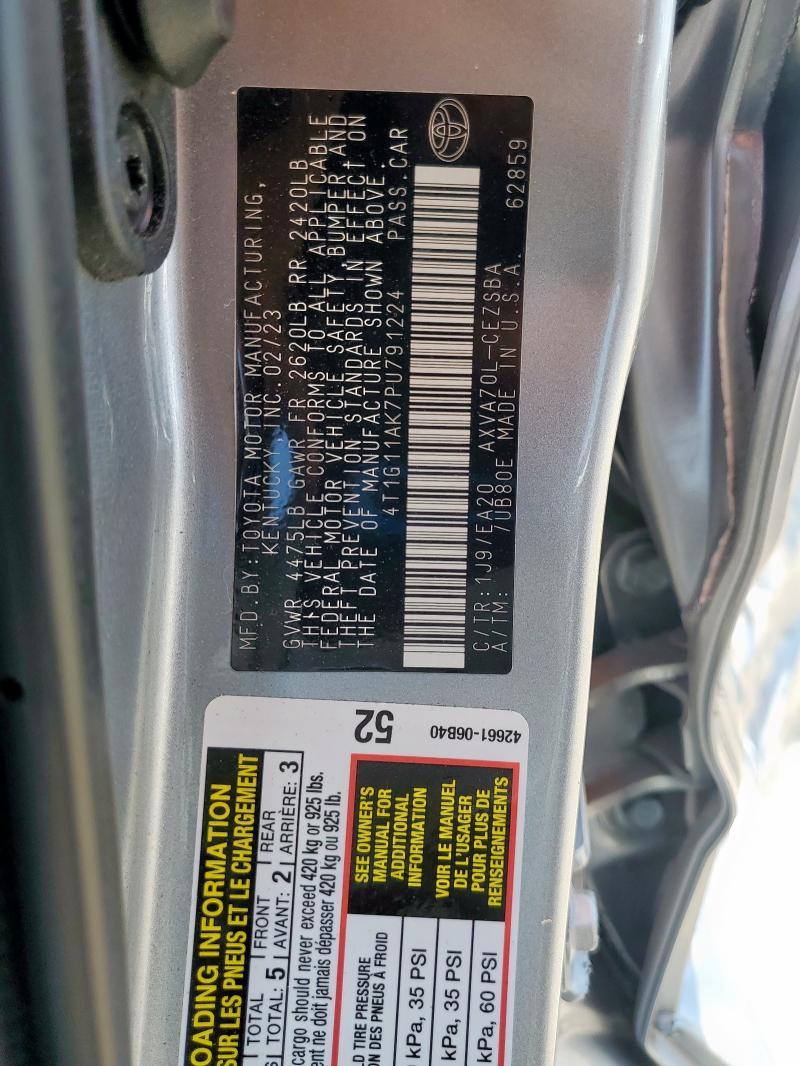 2023 TOYOTA CAMRY SE NIGHT SHADE 4T1G11AK7PU791224