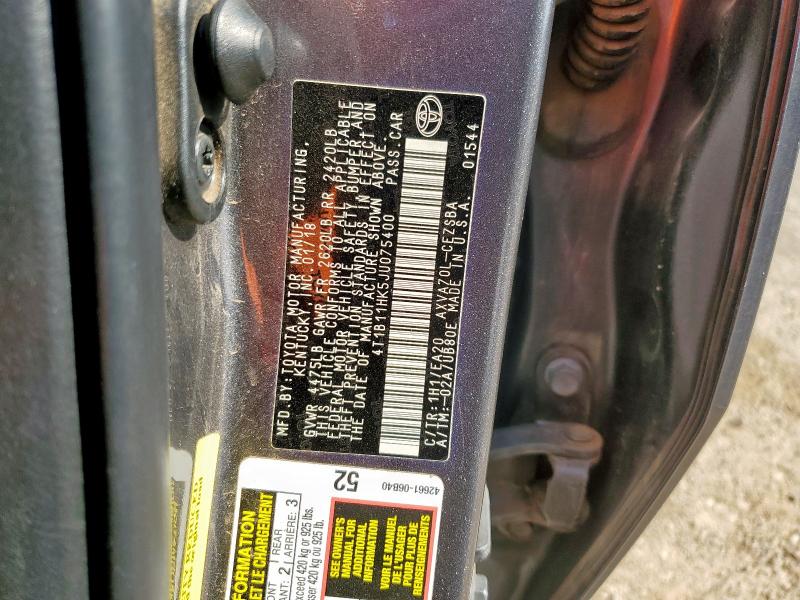 2018 TOYOTA CAMRY L 4T1B11HK5JU075400