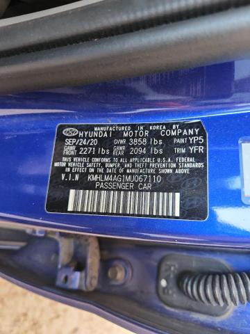 2021 HYUNDAI ELANTRA SEL KMHLM4AG1MU067110