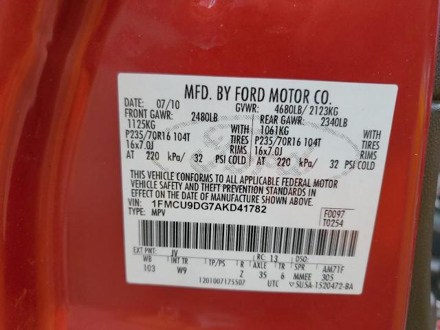 2010 FORD ESCAPE XLT - 1FMCU9DG7AKD41782
