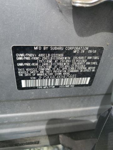 2019 SUBARU FORESTER JF2SKAAC4KH425681
