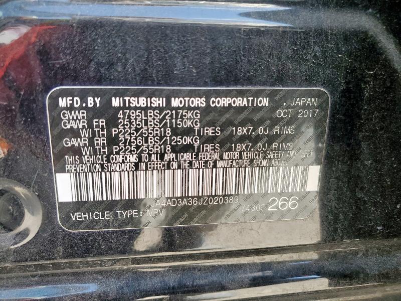 2018 MITSUBISHI OUTLANDER JA4AD3A36JZ020389