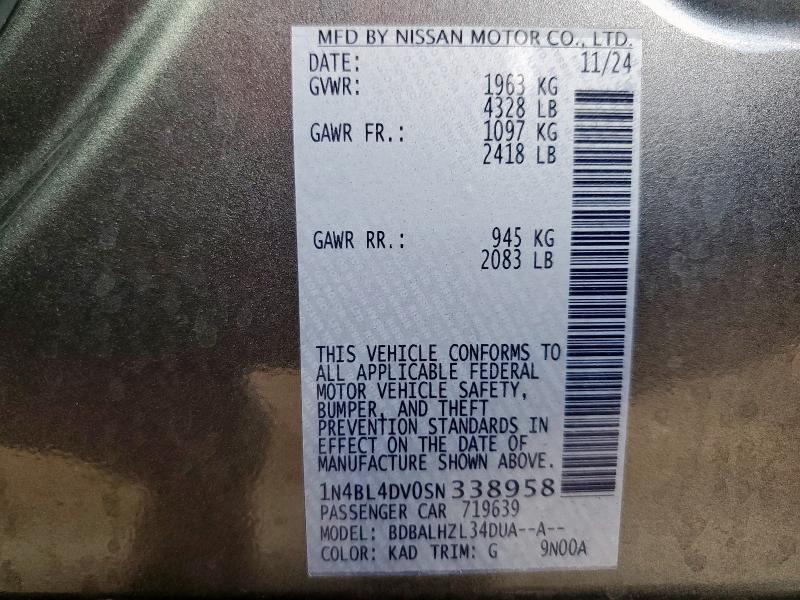 2025 NISSAN ALTIMA SV - 1N4BL4DV0SN338958