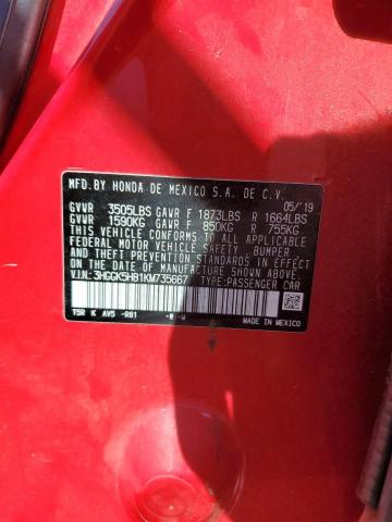 2019 HONDA FIT EX 3HGGK5H81KM735667