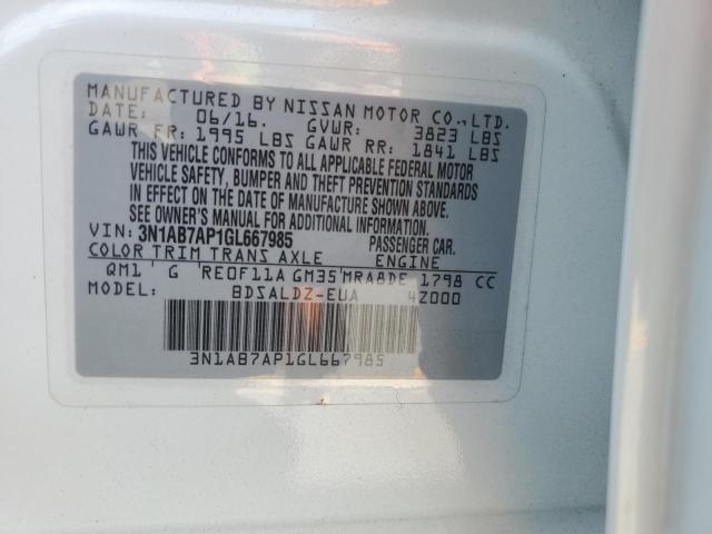 2016 NISSAN SENTRA S 3N1AB7AP1GL667985